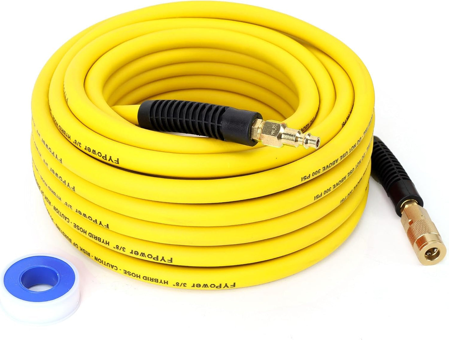 FYPower 3/8 x 50ft Air Hose w/ Quick Coupler - Flexible & Kink Resistant