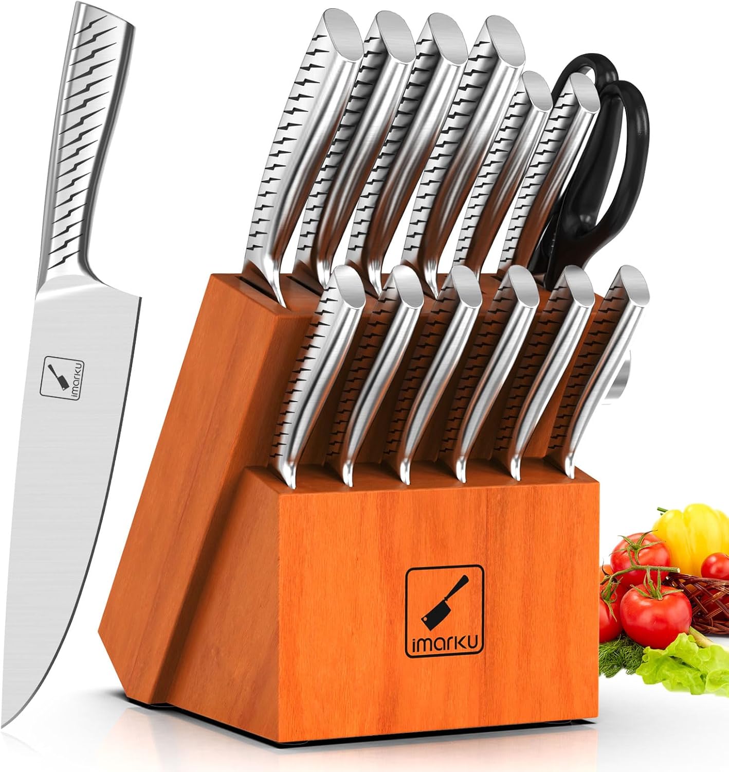 Premium 14-Piece Knife Set with Block for Kitchen Prep