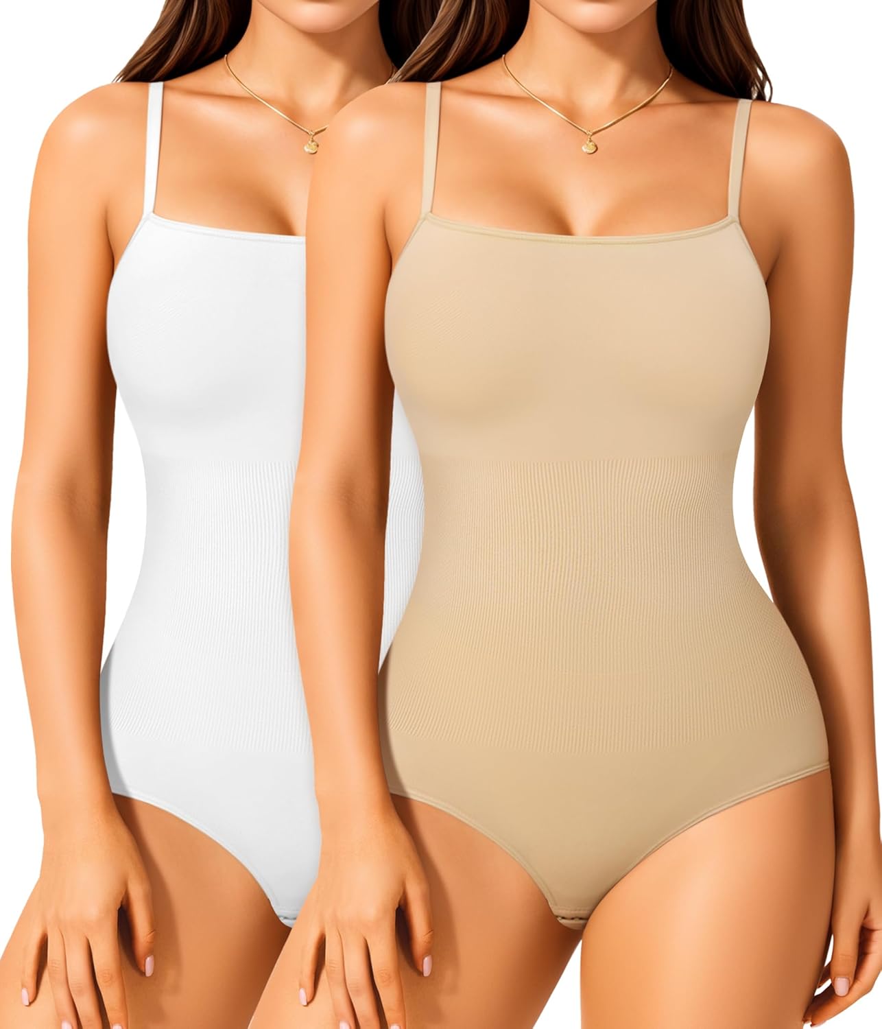Irisnaya 2-Pack Shapewear Bodysuits for Women Tummy Control