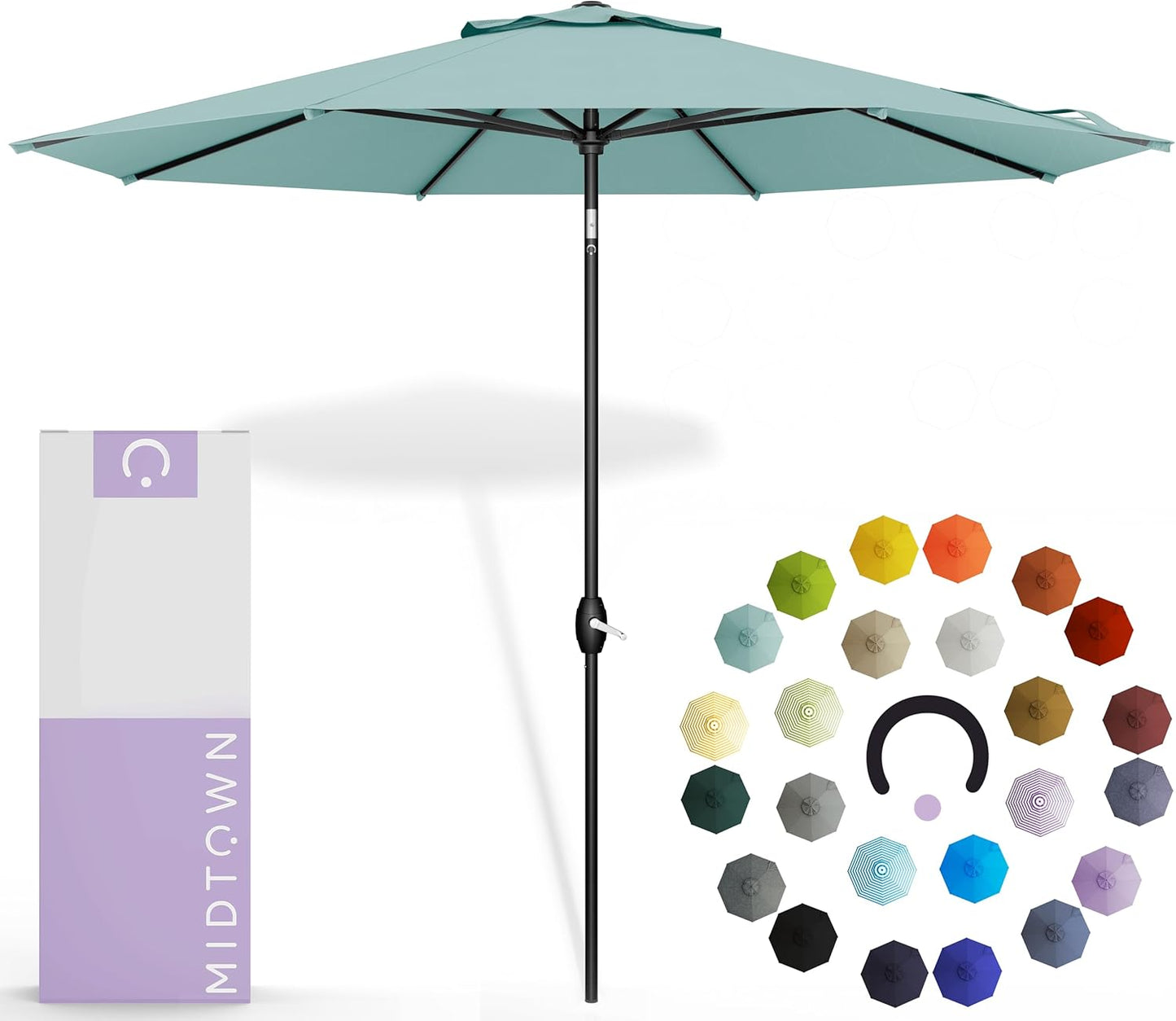 Midtown Umbrellas 9 Ft Auto-Tilt Patio Umbrella for Outdoor Use