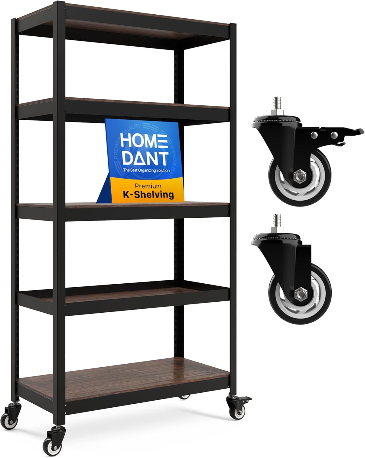 HOMEDANT House 5-Tier Metal Rolling Cart for Stylish Storage
