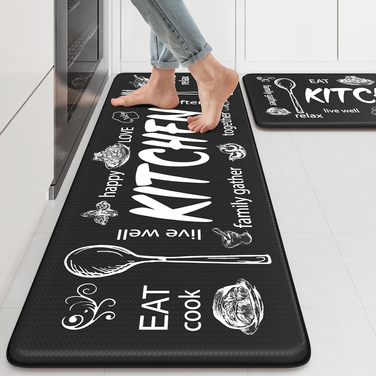Cushioned Anti Fatigue Kitchen Mats 2PCS for Comfort and Safety