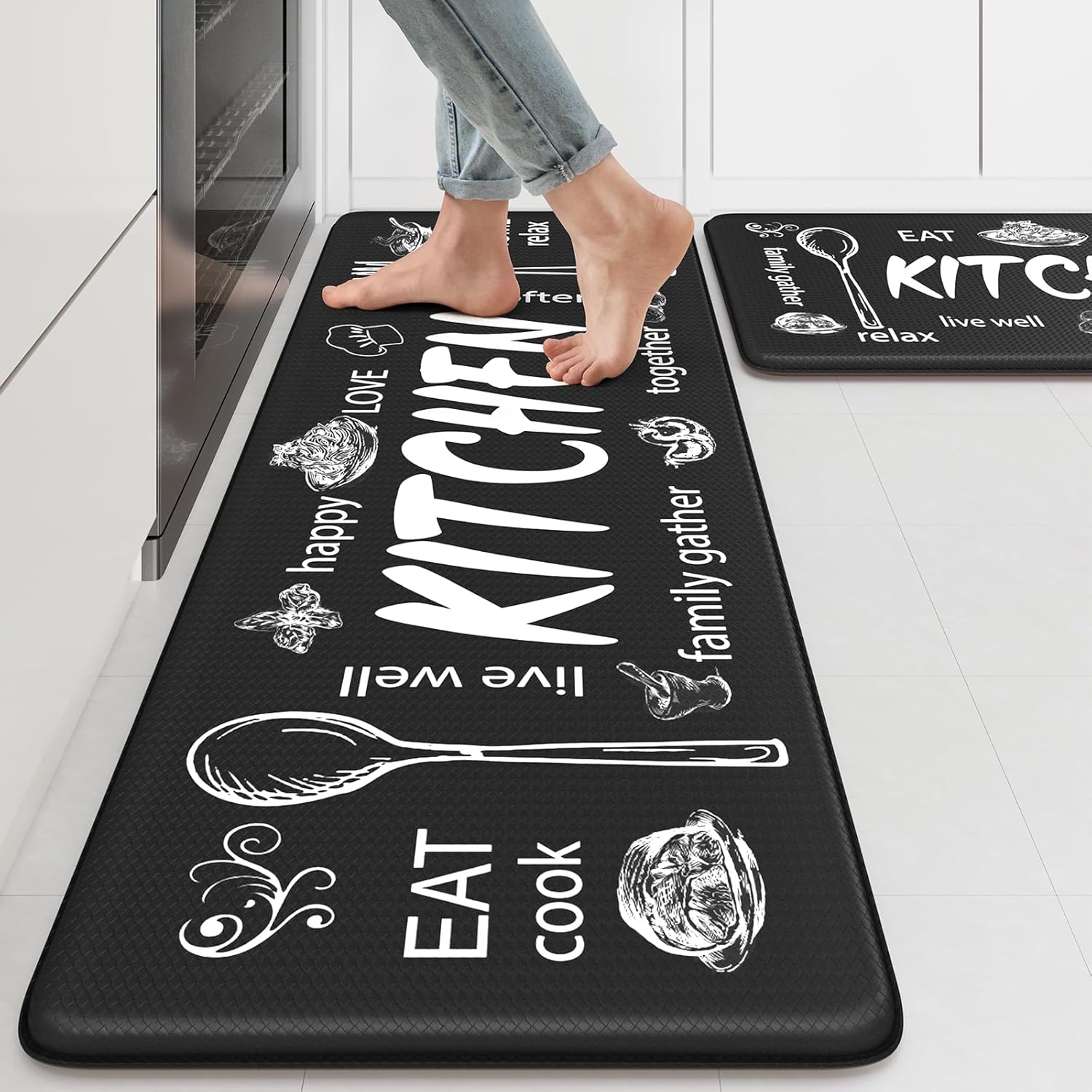 Cushioned Anti Fatigue Kitchen Mats 2PCS for Comfort and Safety