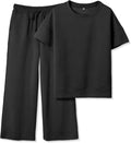 Women's 2 Piece Textured Sweatsuit Set - Comfortable Travel Lounge