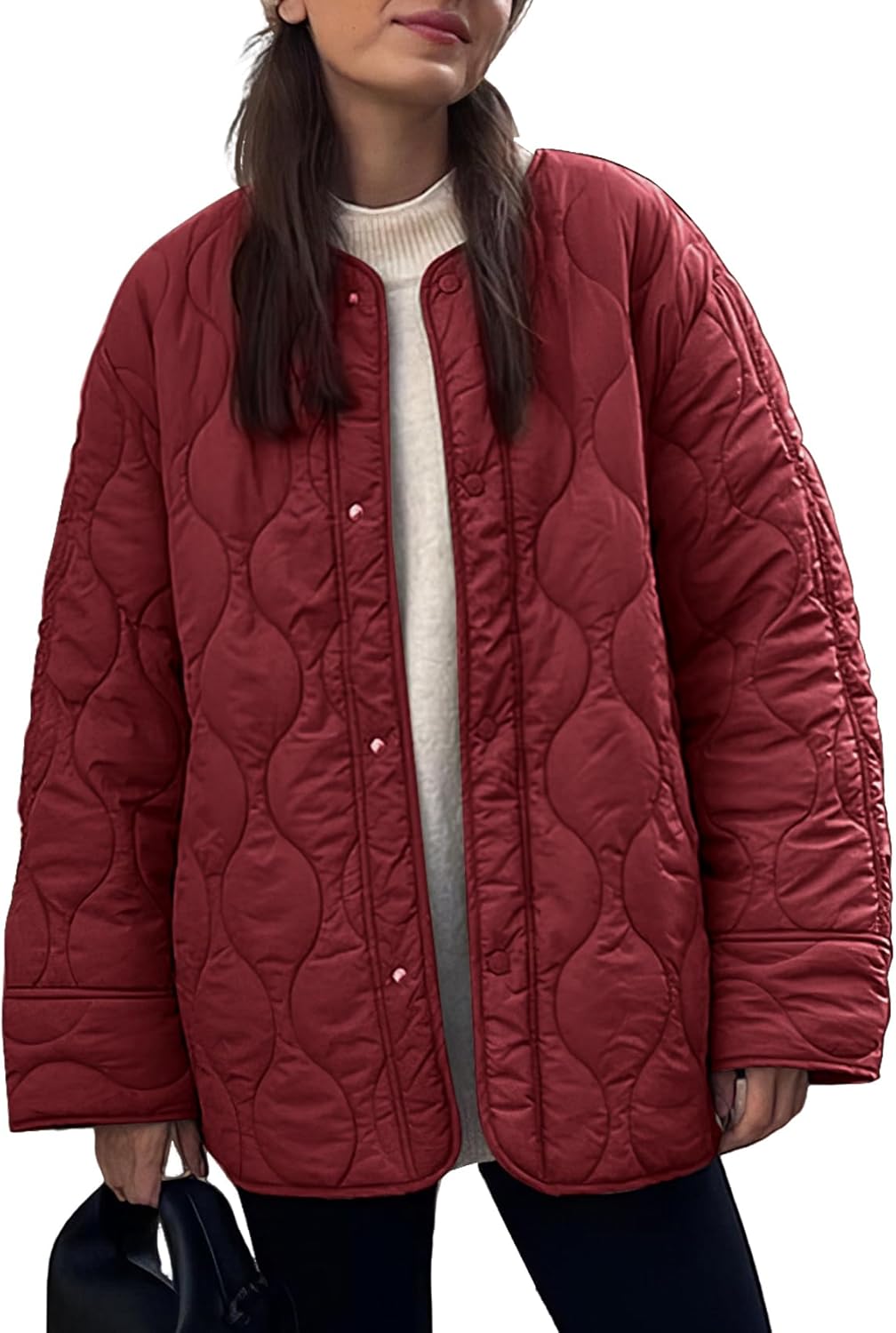 PEHMEA Women's Oversized Lightweight Quilted Jacket for Fall