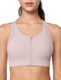 Yvette High Impact Zip Front Sports Bra Mesh Racerback - Full Support