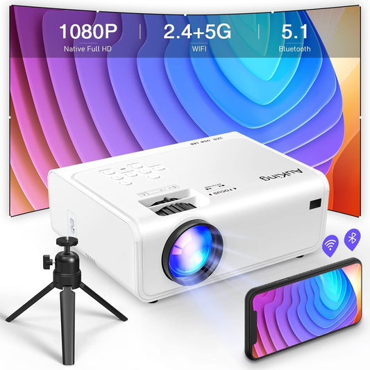 2024 Upgrade: AuKing WiFi Projector, 1080P 4K Home Theater