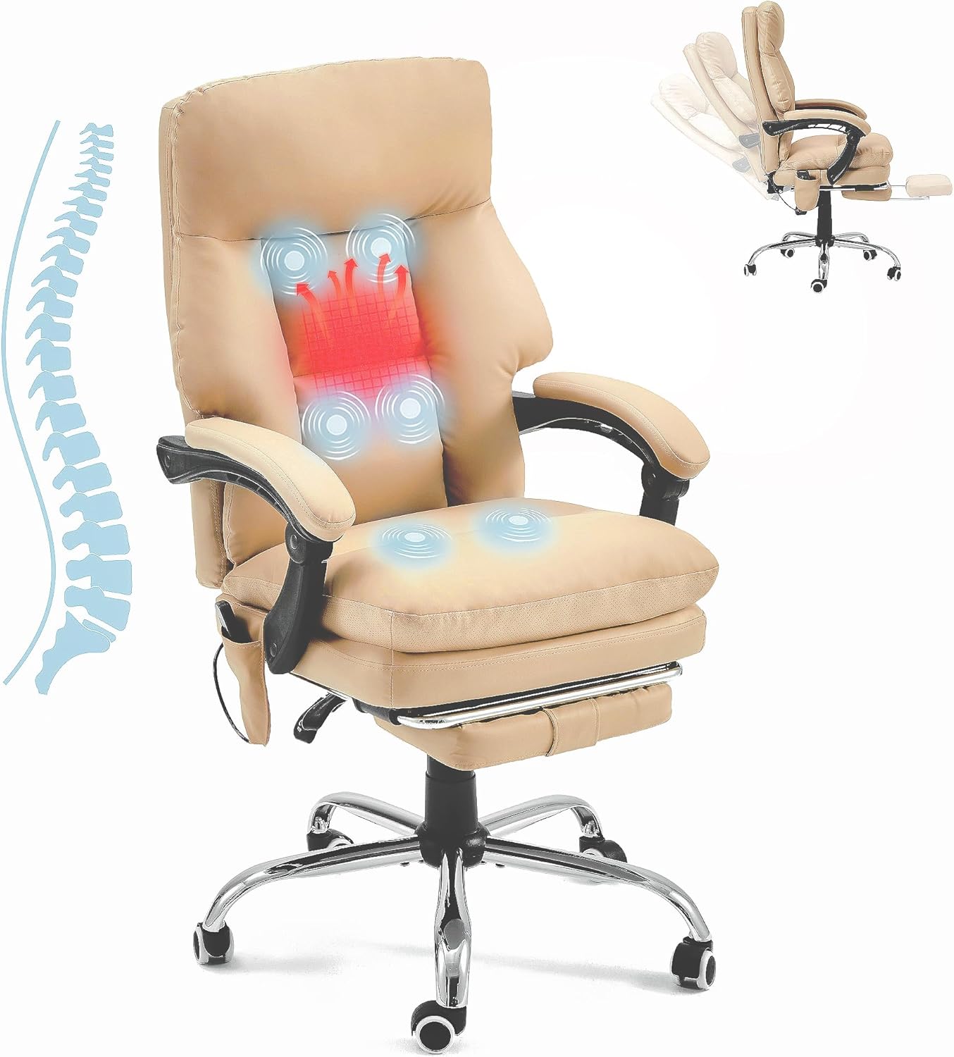 6-Point Massage & Heating Ergo Chair ~ Khaki