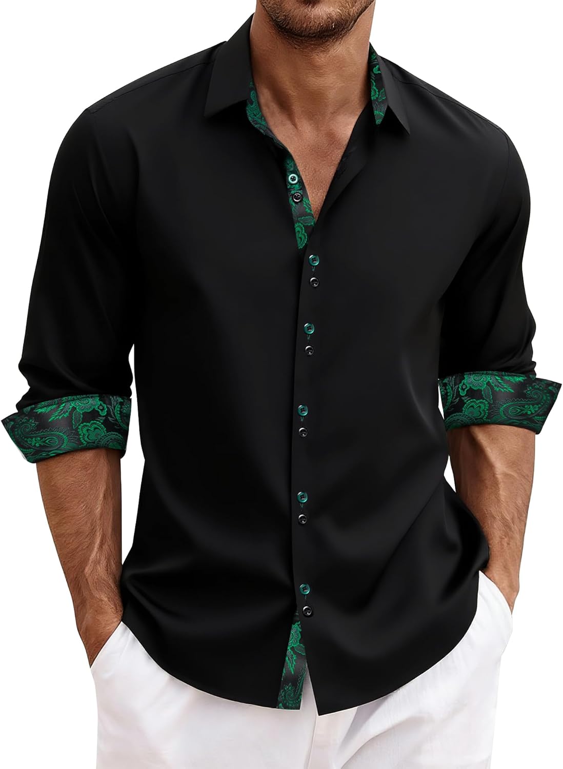 DiBanGu Men's Dress Shirt Long Sleeve Casual Button Down Style