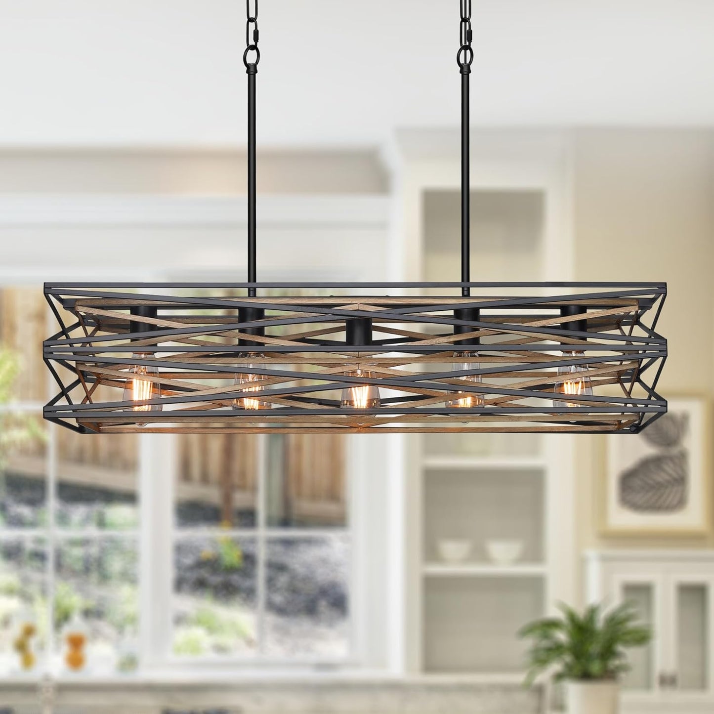 33.5in Farmhouse Dining Room Light Fixture for Rustic Charm