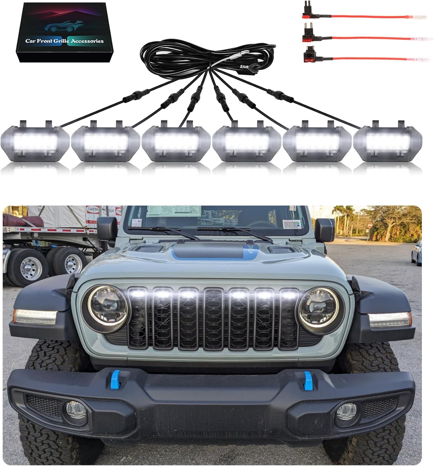 Grill Lights for Jeep Wrangler JL JLU Front Bumper Grille LED