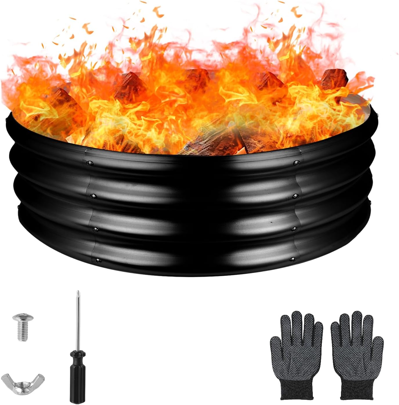 36 Inch Round Galvanized Fire Pit Ring for Outdoor Fun