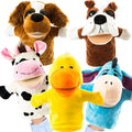 Animal Hand Puppets Set for Kids & Adults - 5 Soft Plush Puppets