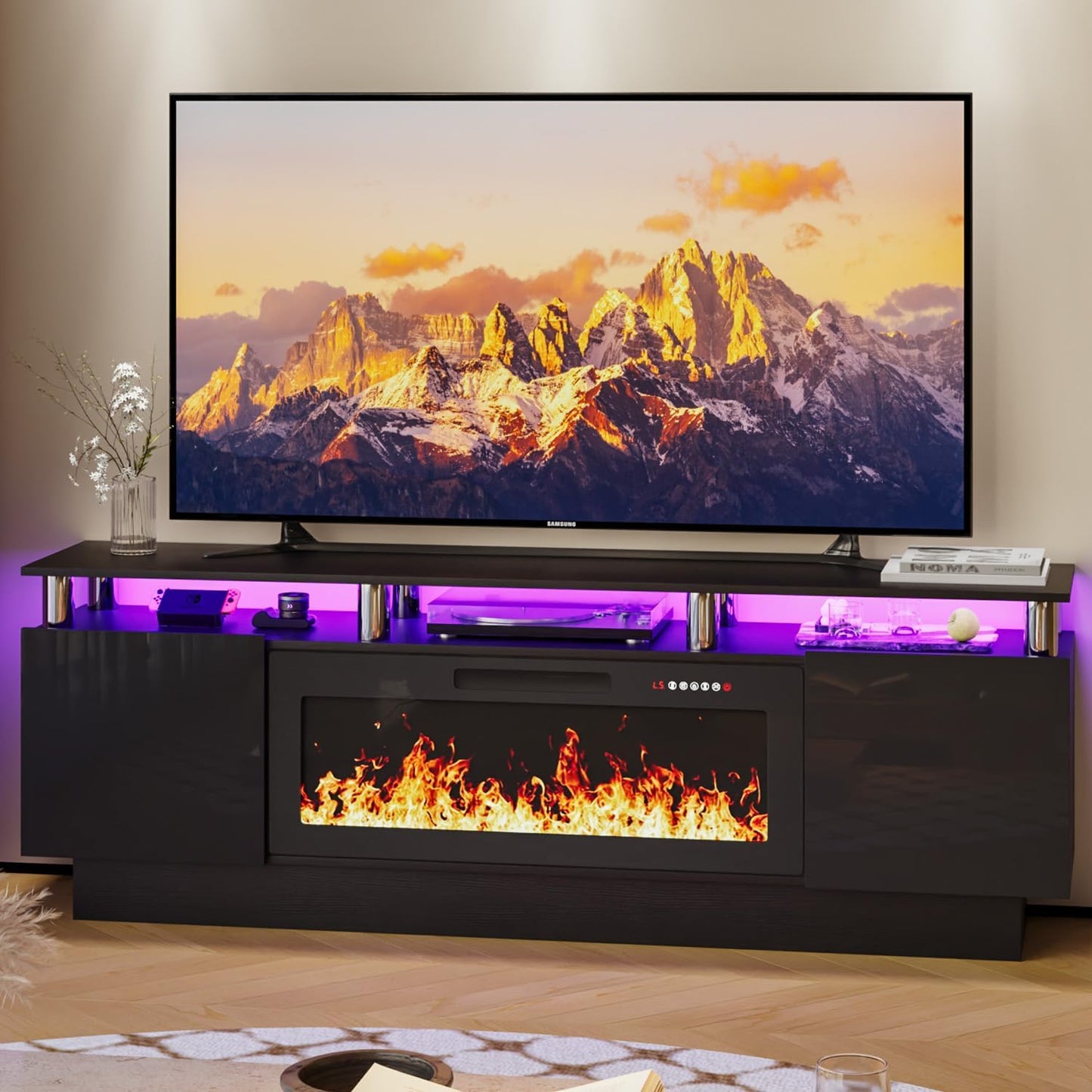 70 Fireplace TV Stand with Modern 36 Electric Fireplace