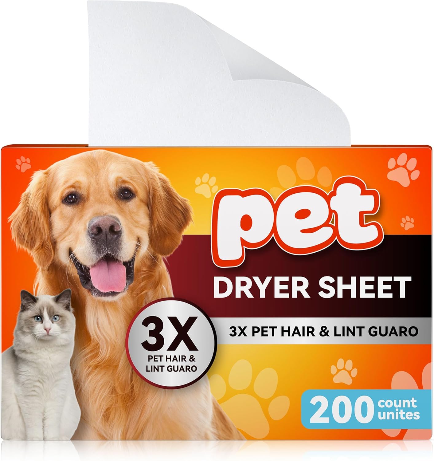 200 Ct Fragrance-Free Pet Hair Remover Sheets: Reduces Static!