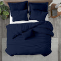 Super Oversized King Duvet Cover 120in x 120in Navy Blue - Egyptian