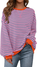 Striped Oversized Sweatshirt Color Block Crew Neck - Casual