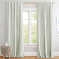 Linen Blackout Sage Green Curtains 108in Length - Full Blackout