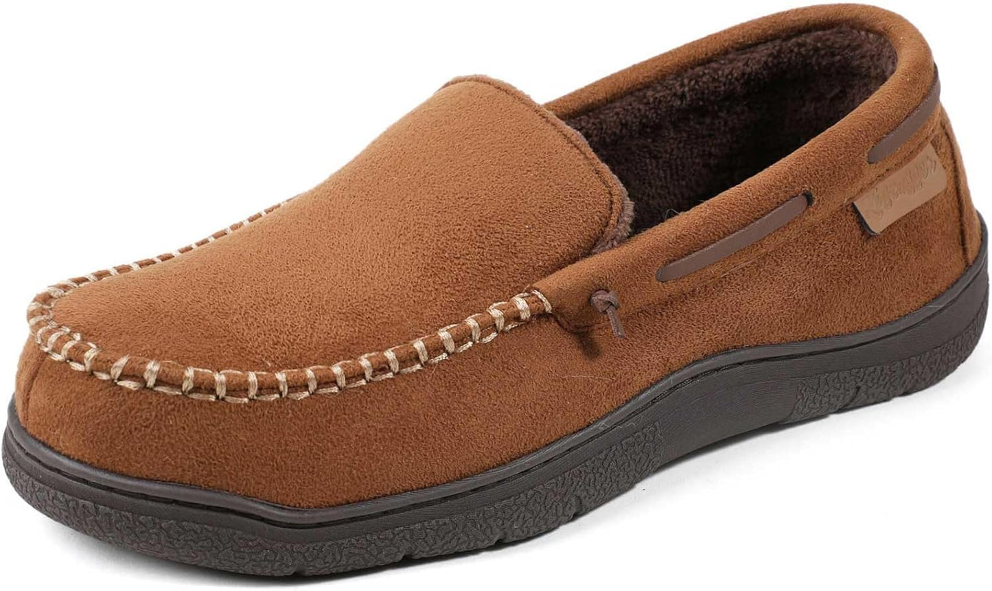 Zigzagger Men's Moccasin Slippers with Memory Foam Comfort