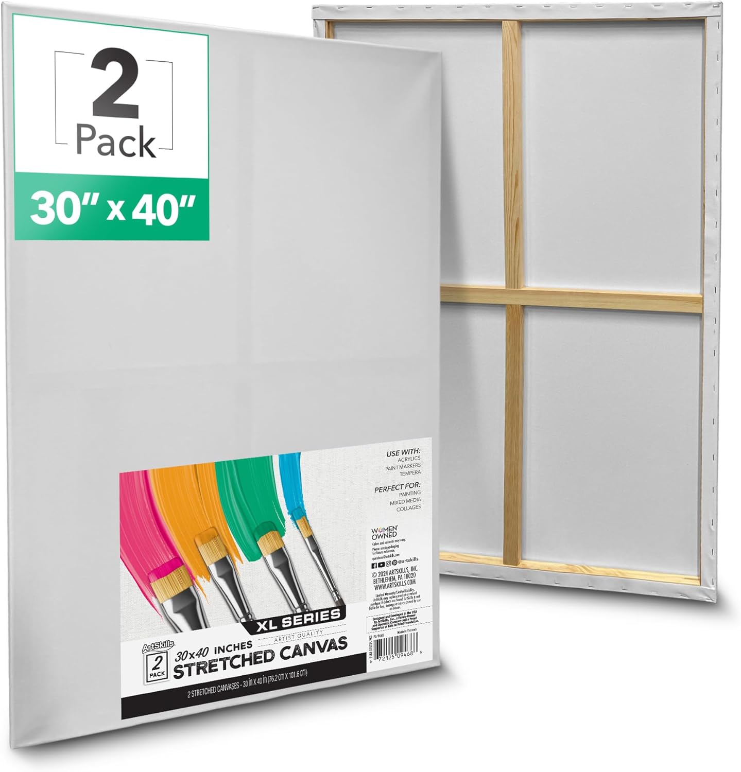 ArtSkills 30x40 Stretched Canvases for Painting, 2-Pack
