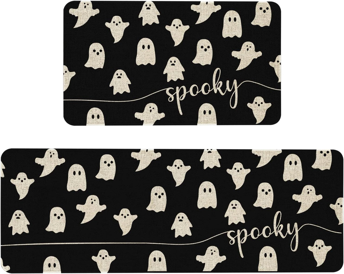 Mloabuc Halloween Kitchen Mat Set of 2, Funny Text Rug