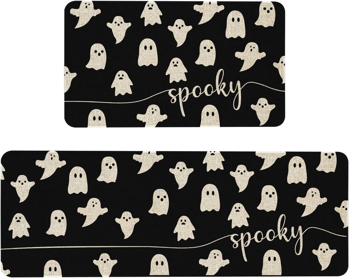 Mloabuc Halloween Kitchen Mat Set of 2, Funny Text Rug
