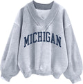 Hilinker Womens V Neck Oversized Sweatshirt - Comfortable Casual