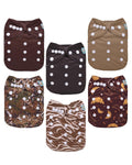 Baby Cloth Diaper 6 Pack with 12 Inserts - One Size Reusable