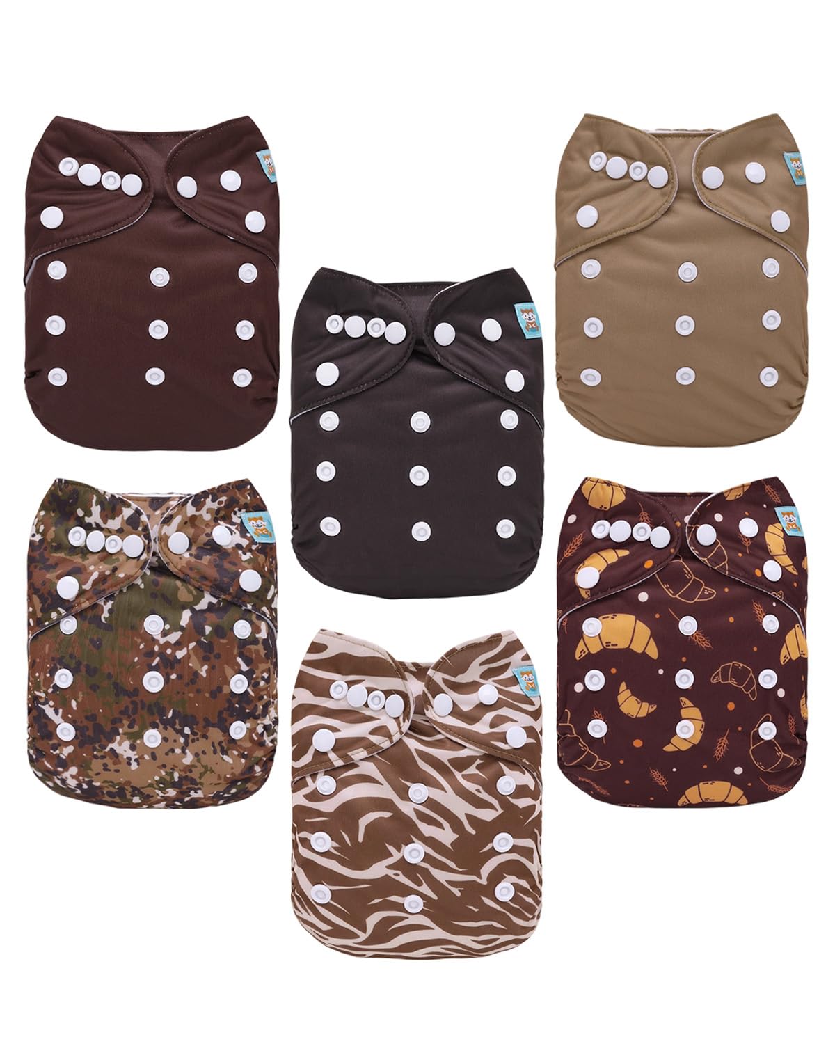 ALVABABY Baby Cloth Diaper 6 Pack with 12 Inserts for Comfort