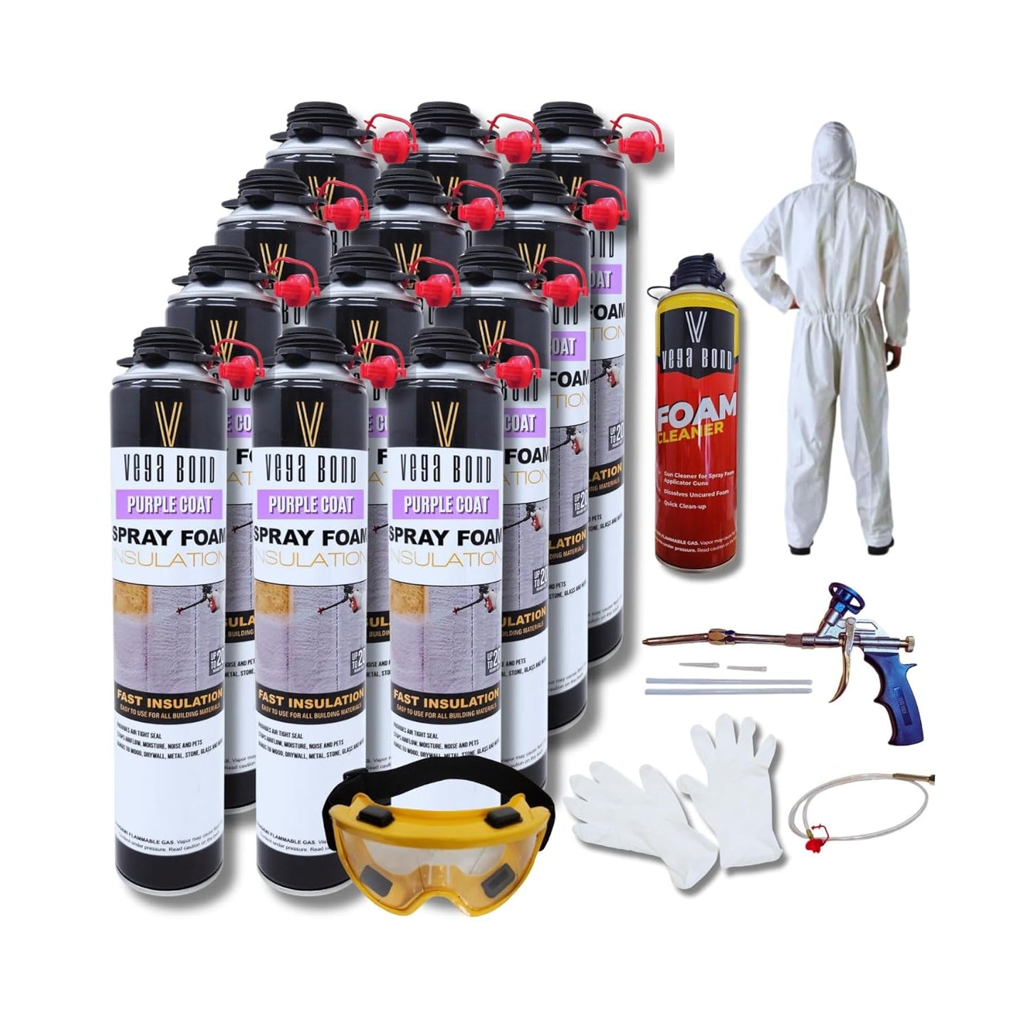 Vega Bond SF001 12-Pack Complete Set of Premium Spray Foam Insulation