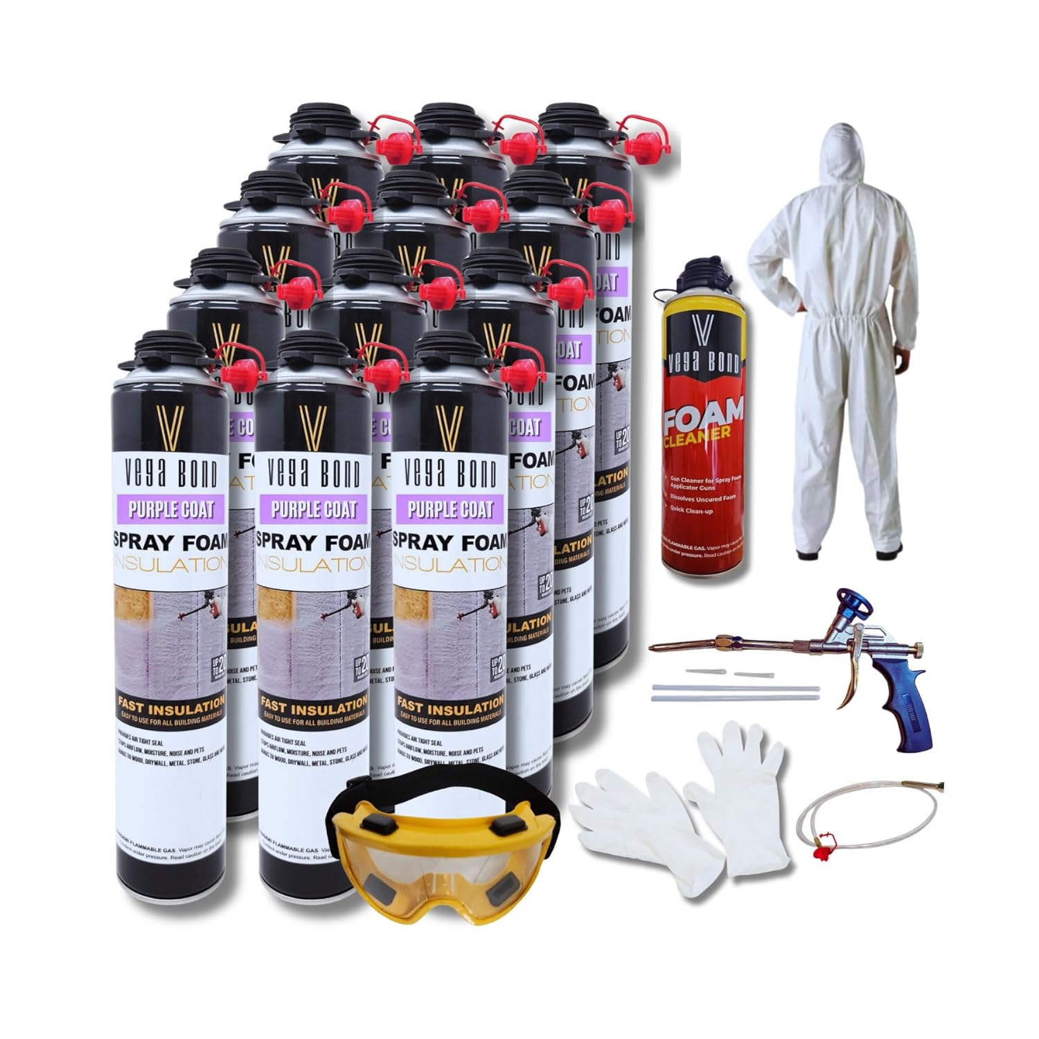 Vega Bond SF001 12-Pack Complete Set of Premium Spray Foam Insulation
