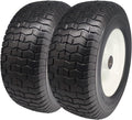 16x6.50-8 Flat Free Lawn Mower Tire Set of 2 - Solid Foam Front Wheels