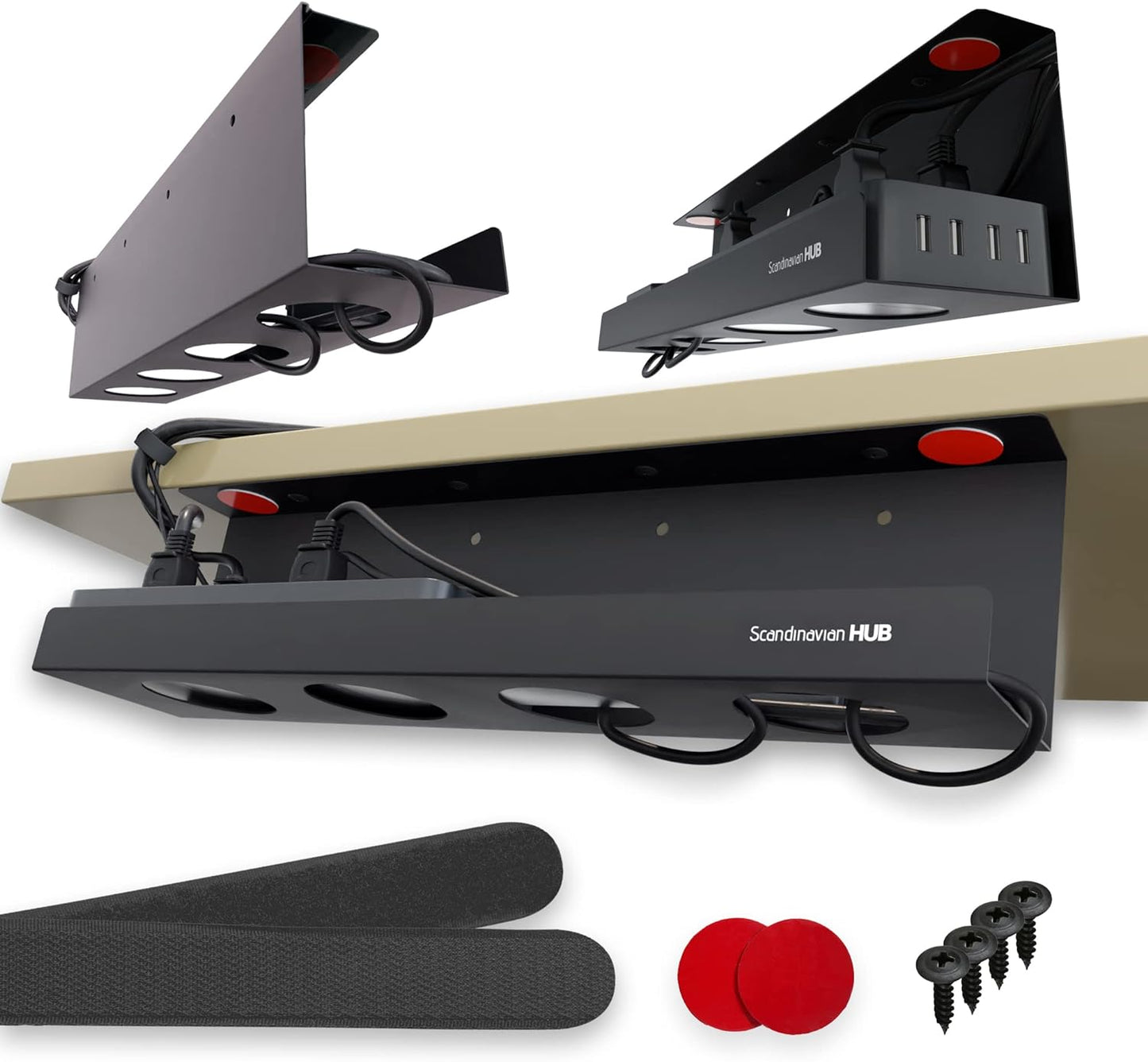 Glass Desk Cable Organizer - Neat & Sleek Wire Tray