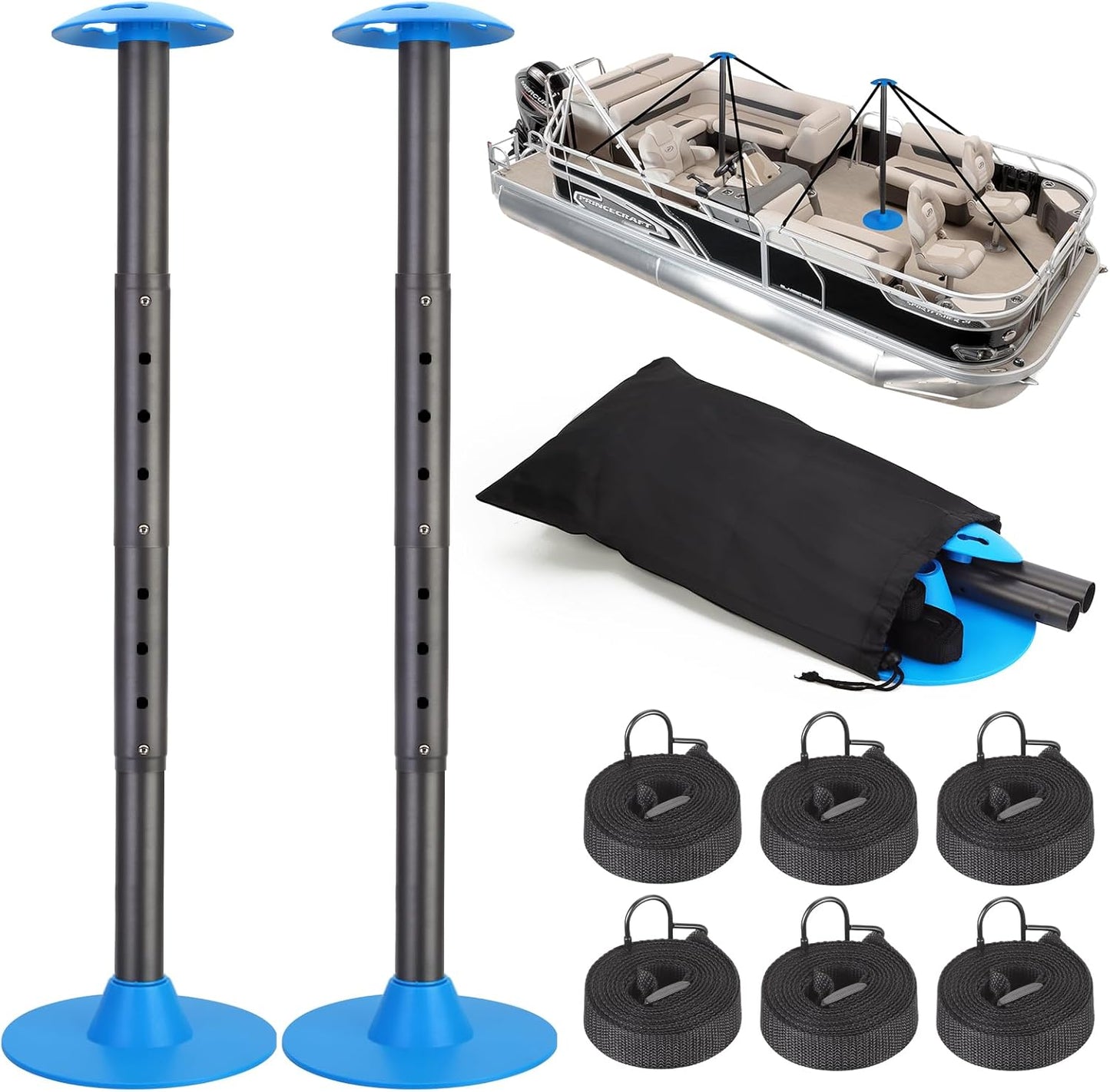 Windproof Boat Cover Support Pole System with Adjustable Heights