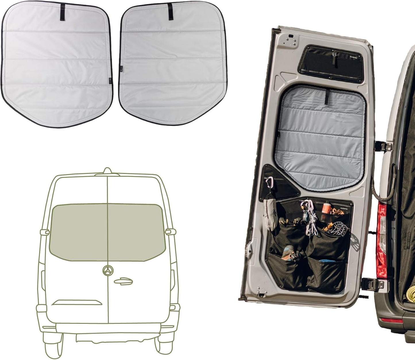 VanEssential Insulated Magnetic Blackout Window Covers for Sprinter