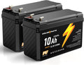 12V 10Ah LiFePO4 Lithium Battery (2 Packs) - Long Life, IP67