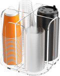 Beego Rotatable 4-Compartment Acrylic Cup Dispenser - Space Saving Cup