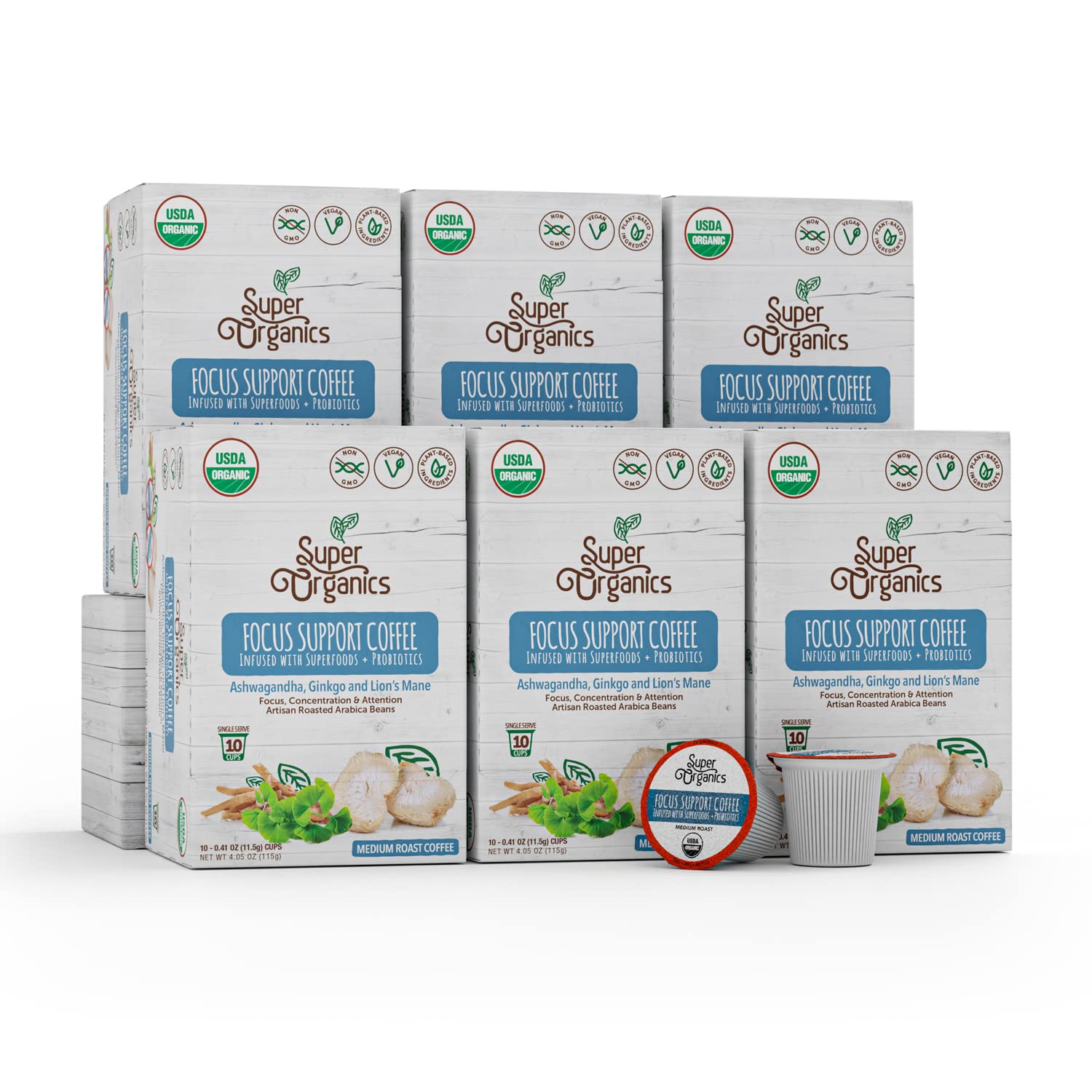 Super Organics Focus Support Coffee Brew Cups for Daily Energy