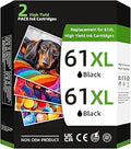 61XL Black Ink Cartridge for HP Ink 61XL High Yield - 2 Pack