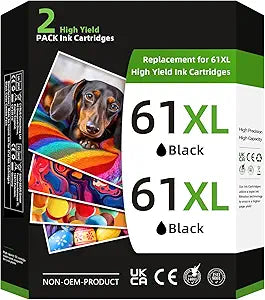 61XL Black Ink Cartridge for HP Printers - High Yield Combo Pack
