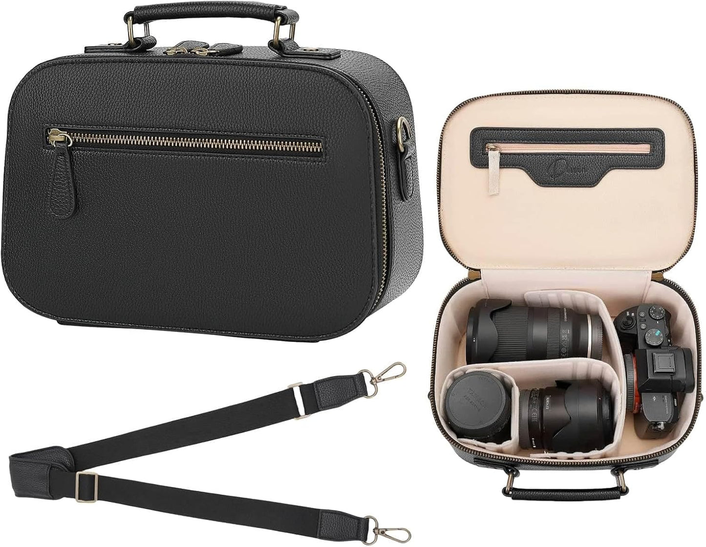 Camera Sling Bag for Photographers - Waterproof PU Leather Case
