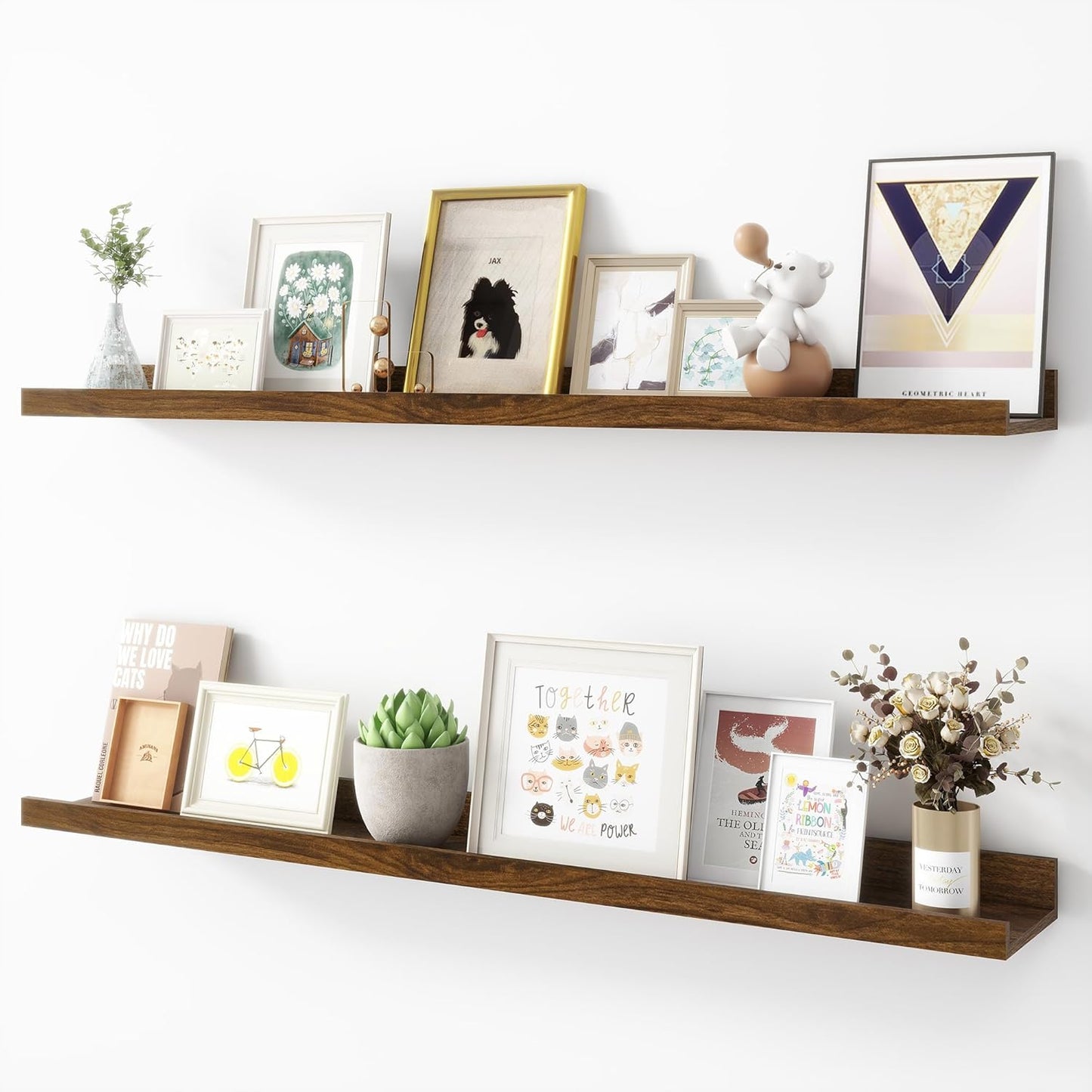 Picture Ledge Shelf Set of 2, 36 inch Floating Shelves for Decor