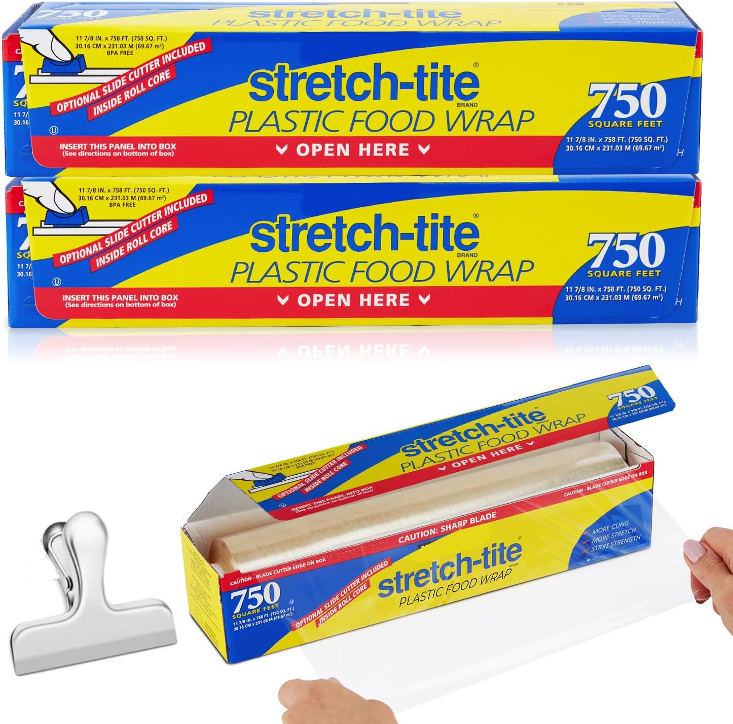 Stretch Tite Plastic Wrap with Slide Cutter for Fresh Food
