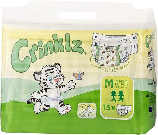 Crinklz Tab-Style Printed Diapers - Medium - 15 Pack
