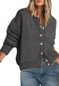 PRETTYGARDEN Long Sleeve Crewneck Button Down Cardigan - Versatile