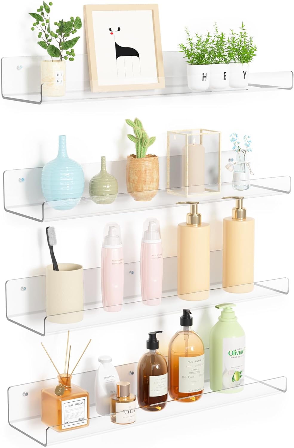 Clear Acrylic Floating Wall Shelves Set - Organize in Style!