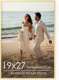 19x27 Metal Picture Frame Gold Aluminum with Real Glass - Sleek