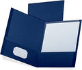 Oxford Linen Finish Two-Pocket Folders, Navy - Professional Linen Look