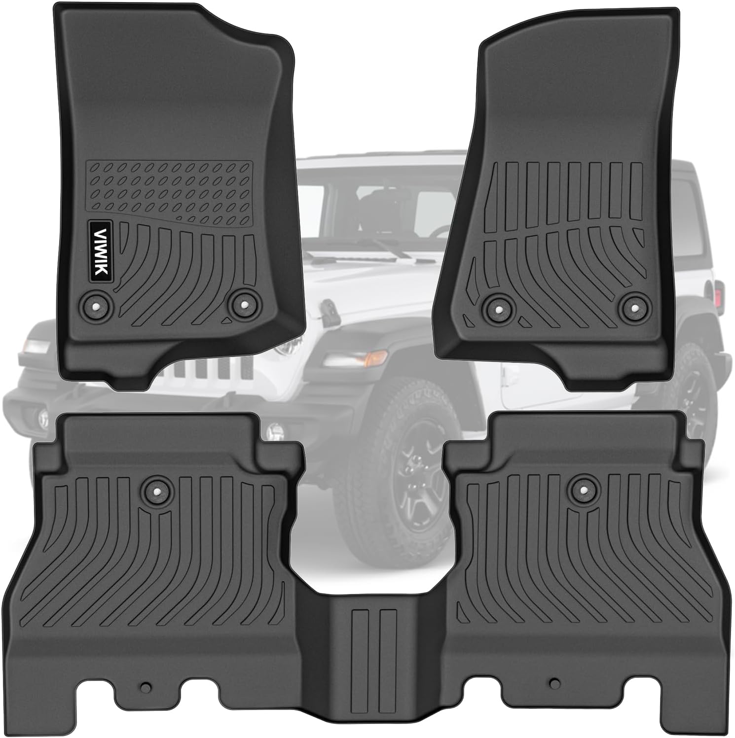 VIWIK Floor Mats for Jeep Wrangler JL 2018-2025 - All Weather