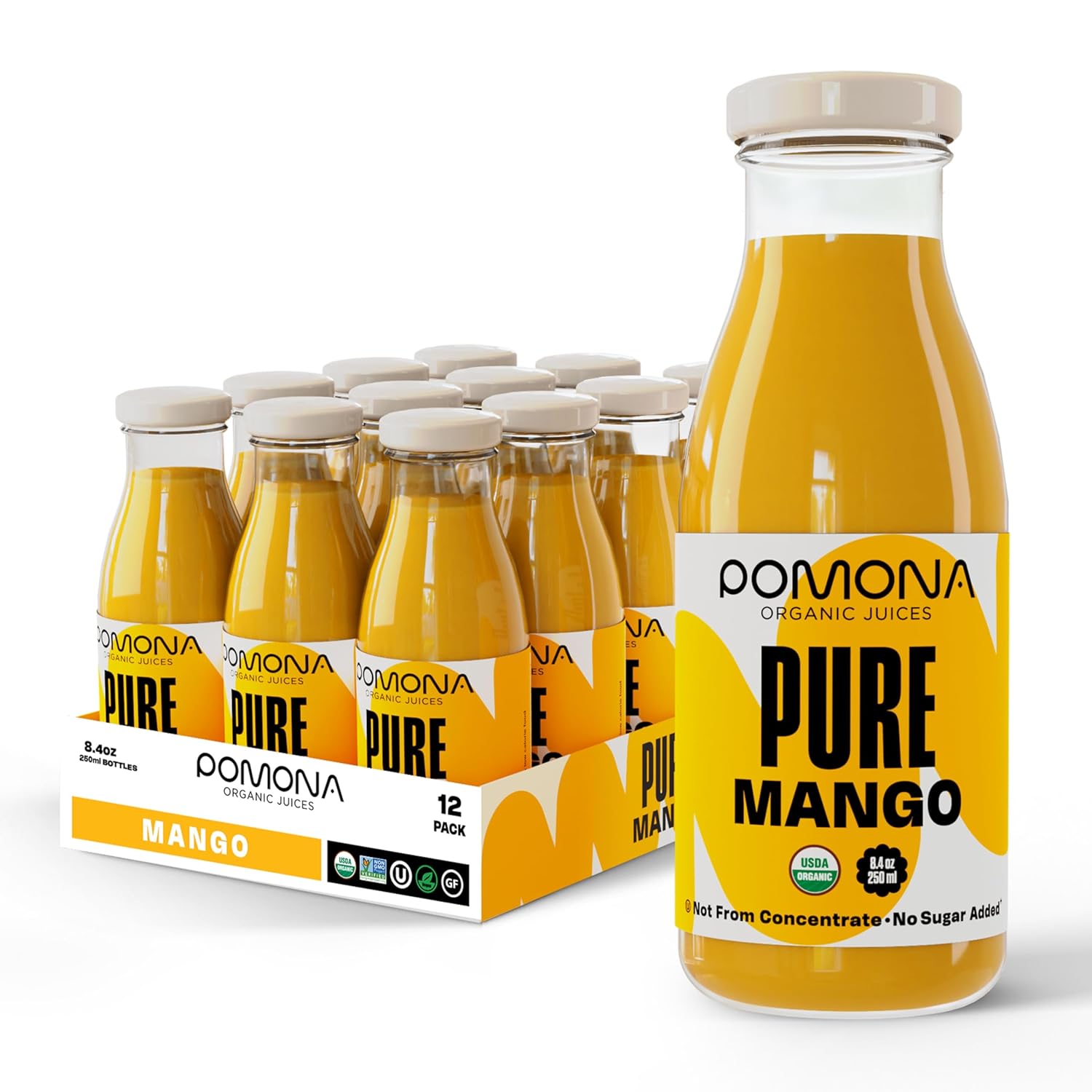 Pure Mango Juice - Cold Pressed Organic Juice, Non-GMO, 12 Pack